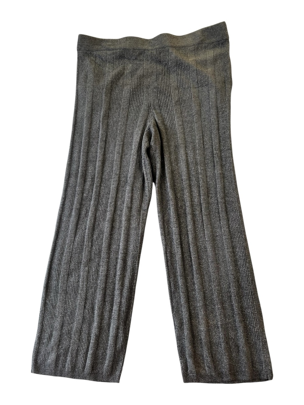 Barefoot Dreams CozyChic Ultra Lite Lurex Rib Wide Leg Pant Carbon Gray 1X - Picture 3 of 14